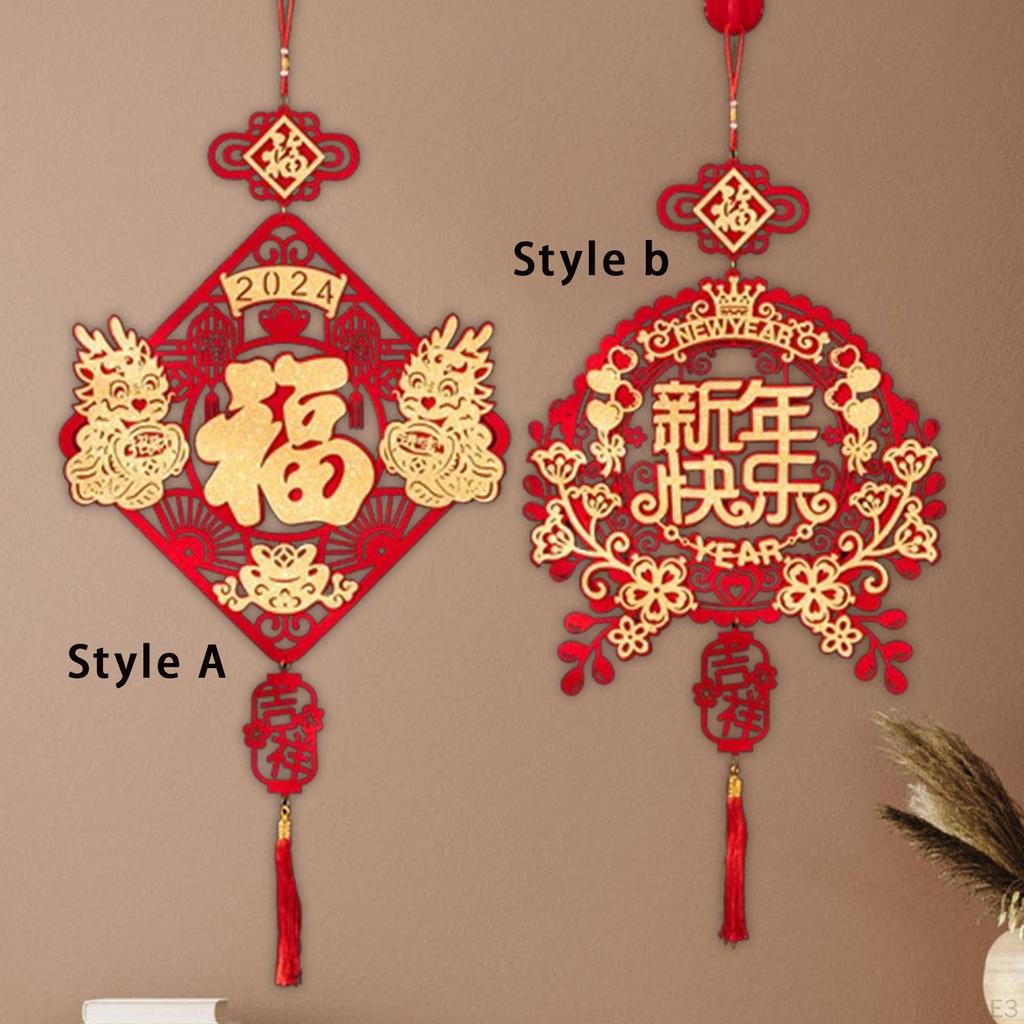 Chinese Year Hanging Decoration Charm Tassel Blessing, Traditional Fu Character for Door