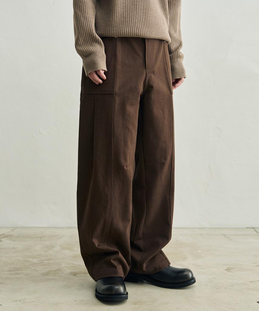 ROTEMBER Dobby Panel Wide Pants [Brown]