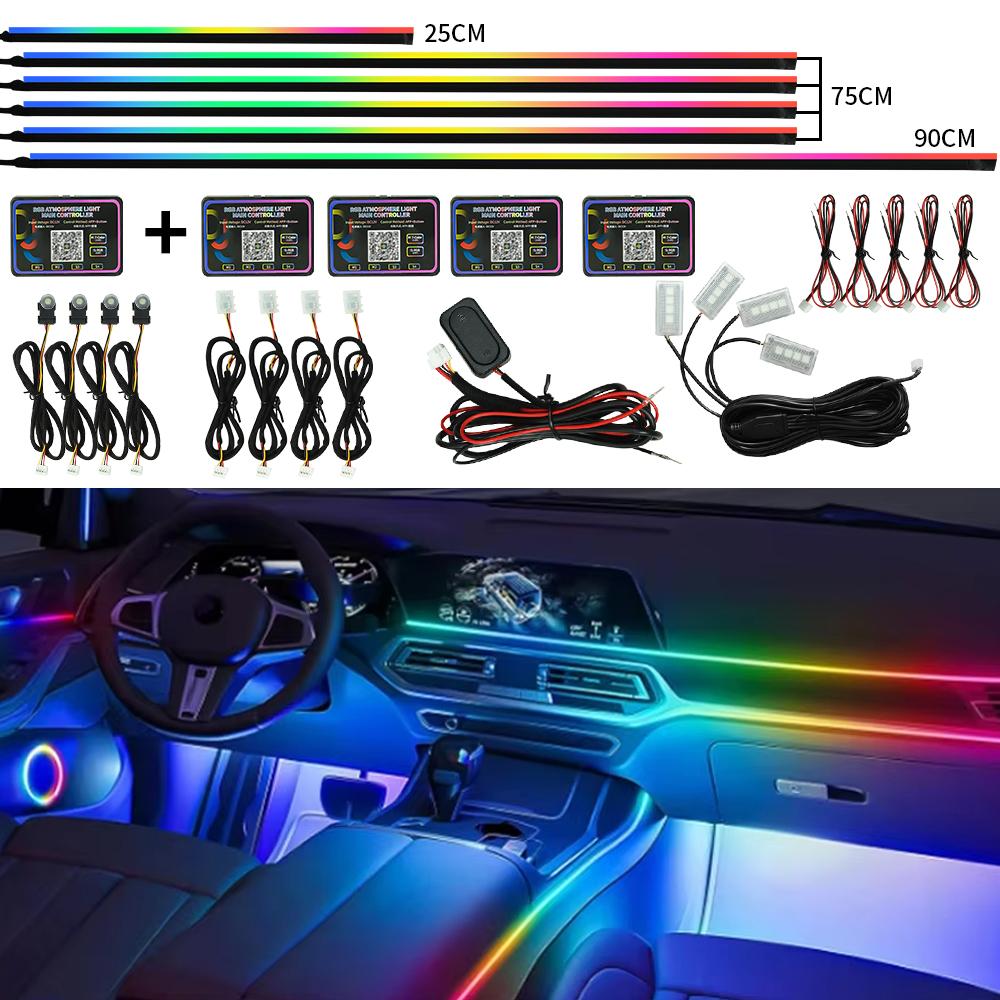 6/10/18 In 1 Car Ambient Light For BMW 64 Colors RGB Symphony Hidden LED Neon Strip Music APP Control Interior Atmosphere Lamp