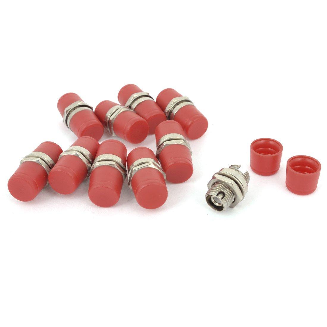 

uxcell 10pcs FC Fiber Optic Adapter Flange Type Connector Red Plastic Cap F/F