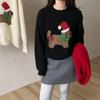 Crew neck atmosphere puppy sweater women's autumn and winter sweet cartoon pullover red gentle wind knitted sweater outer wear