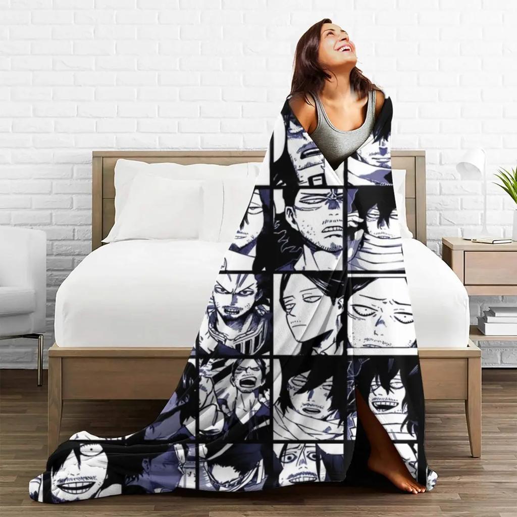 Coperta Collage Aizawa Shota in Pile My Hero Academia Coperte Calde da Viaggio per Auto Divano Divano Copriletto