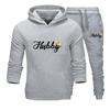 Men's And Women Long Sleeve Hubby Wifey Print Lovers Clothes Fleece Suit Men Hoodie and Pants 2 pieces Hoodies Women's Tracksuit
