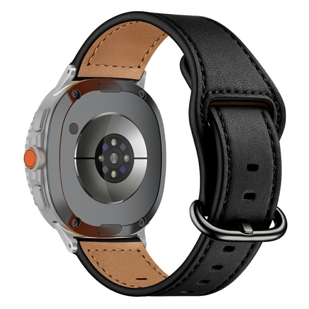 

For Samsung Galaxy Watch8 44mm/40mm Genuine Cow Leather Strap with Classic Buckle Adjustable Watchband Black