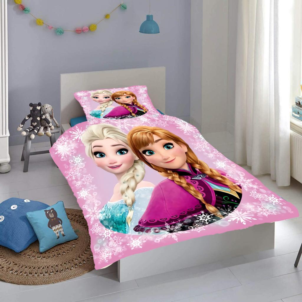 Children's Frozen Princess Bedding Set Elsa Bear Duvet Cover Queen with Pillowcase 3D Children's Bedding Set