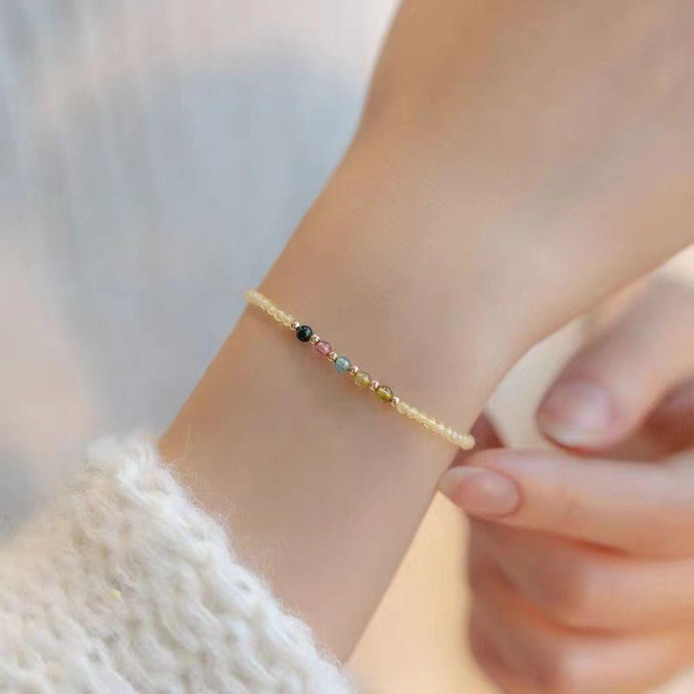 Waterproof Lucky Citrine Bracelet Beads Citrine Get Rich Bangle  Wedding Party Gift