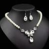Elegant Bridal Pearl & Gemstone Necklace and Earring Set