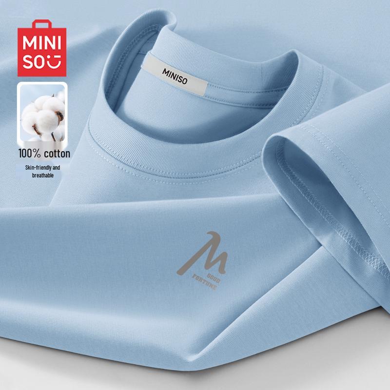 

MINISO Men s American Retro Pure Cotton Short Sleeve T-Shirt 4XL