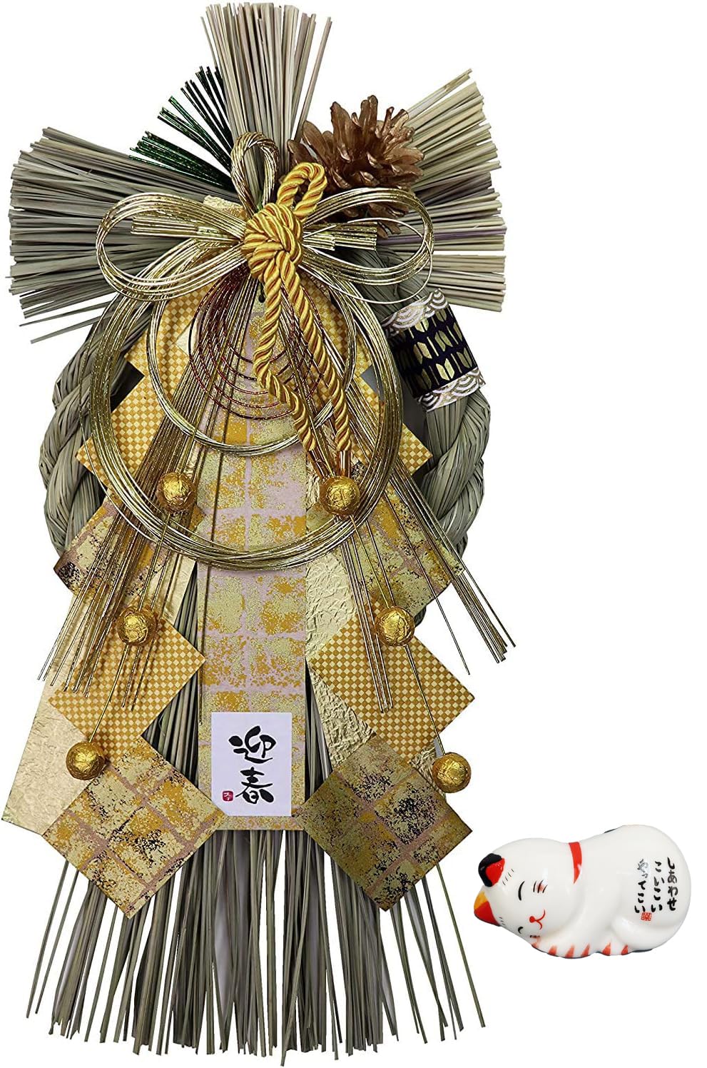 

Осака Чосейдо Новое украшение для современного и стильного венка Симэнава примерно 39 см Кинша включает бонус подставку для палочек для еды Года