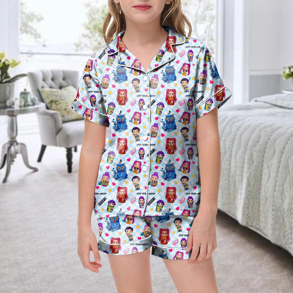 Dětské Domácí Oblečení Pyžamový Set Top s Krátkým Rukávem Šortky Dvoudílný Set Svrchní Oblečení Hrací Kardigan Oblečení