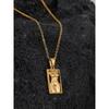 Eetit Statement Body Square Pendant Stainless Steel Statement Necklace Gold Color Texture Metal Personalized Jewelry 2023