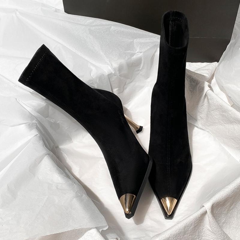 Pointed Toe Women Ankle Boots High Heels Sexy Fashion Shoes Dress Suede Luxury Winter Botas 2025 New Elegant Pumps Mujer Boots