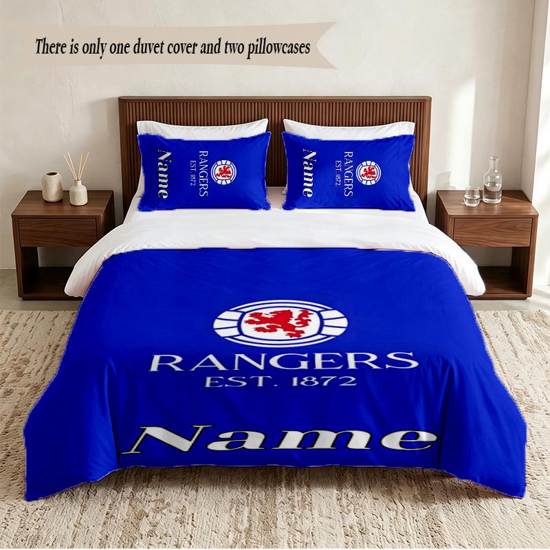 Rangers Fc Personalized Custom Name 3‑Piece Bedding Set Soft Duvet Cover Set For Bedroom Home Decor