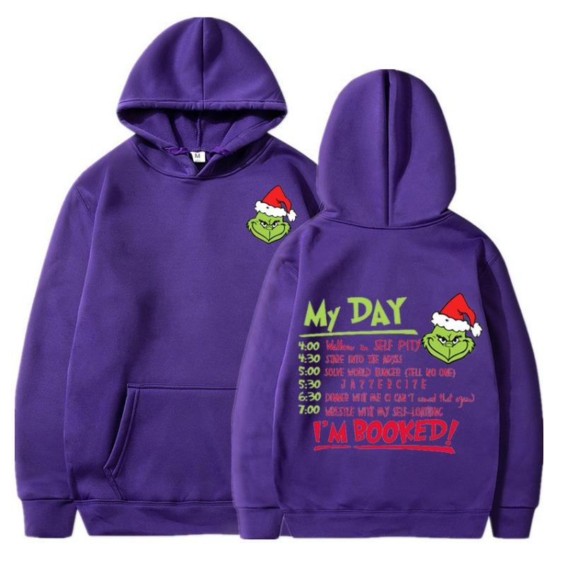 Loose Unisex Christmas Letter Green Haired Monster Print Hoodie Casual Sweatshirt for Autumn Kids Long Sleeve Hoodies
