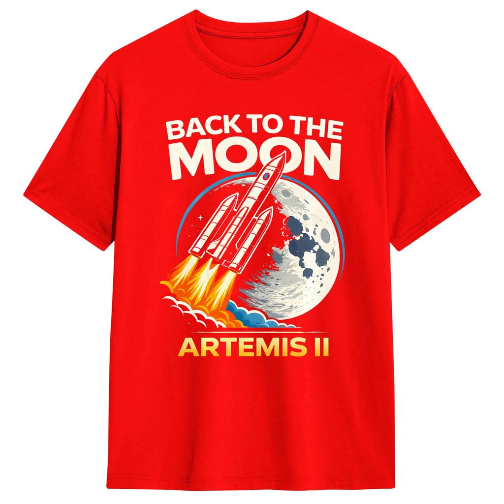 Back To The Moon Artemis II Rocket Space Mission T Shirt Unisexs Cotton Funny TShirts Crewneck  Tees Short Sleeve Tops Printing