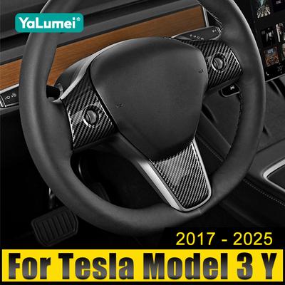 Per Tesla Model 3 Y 2017 2018 2019 2020 2021 2022 2023 2024 2025 ABS Auto Volante Paillettes Cornice Adesivo Copertura Custodia Finiture