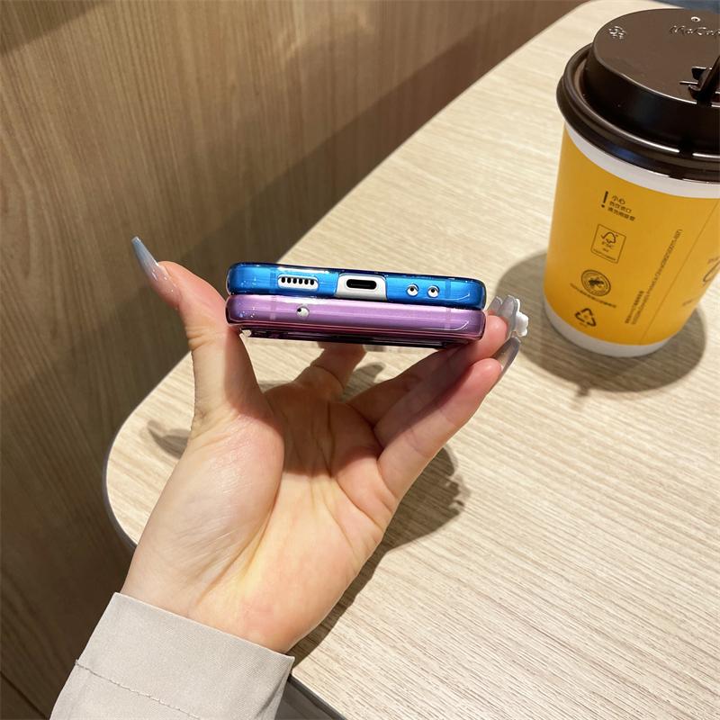 Für Samsung Galaxy Z Flip 4 3 5g Fall Farbverlauf Bunte Transparente Stoßfest Anti-Drop Schutz Harte Rückseite Abdeckung Zubehör