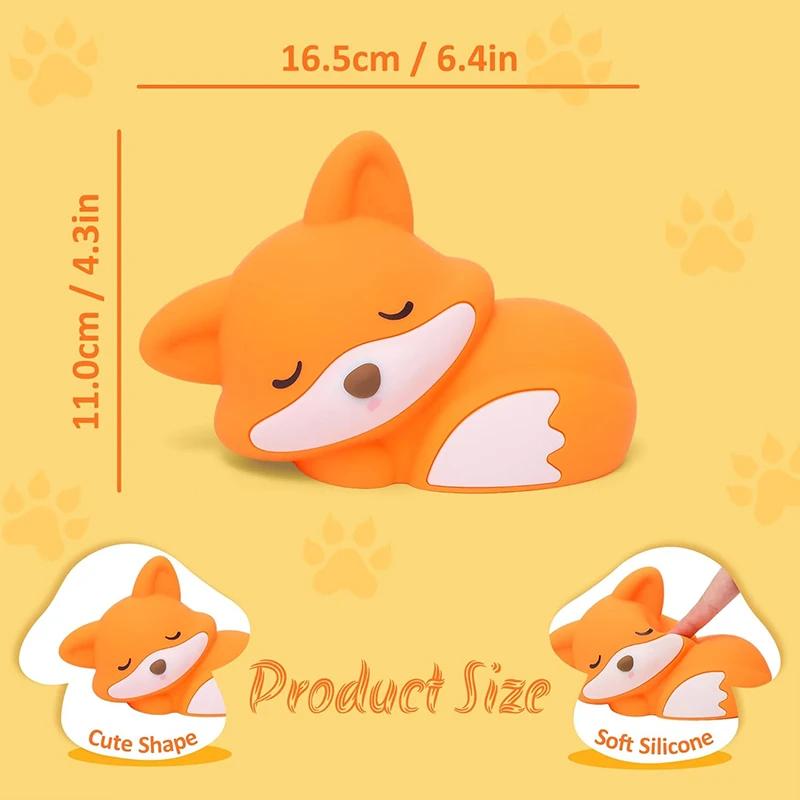 New Little Fox Night Light Silicone Clap Light Bedroom Atmosphere Bed Light Charging USB Creative Fox Night Light Rechargeable