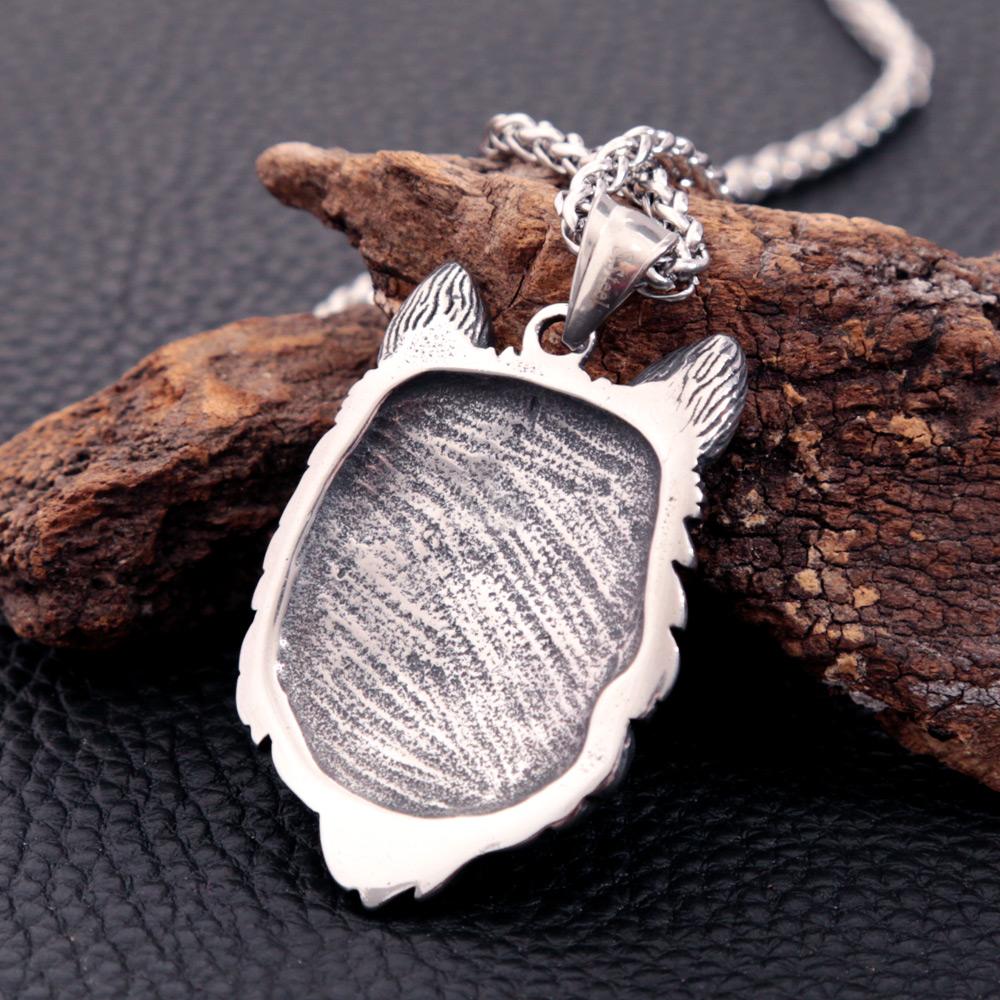 Vintage Silver Color Viking Wolf Head Pendant Necklace 316l Stainless Steel Norse Viking Amulet Necklace Men Women Gift Jewelry