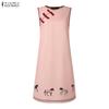 ZANZEA Women Elegant Casual Round Neck Summer Sleeveless Print Dress