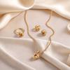 Gold Color Alloy Metal Twist Lucky Knot Earrings Necklace Ring Zircon Set for Women Girls Trendy Geometric Vintage Accesories