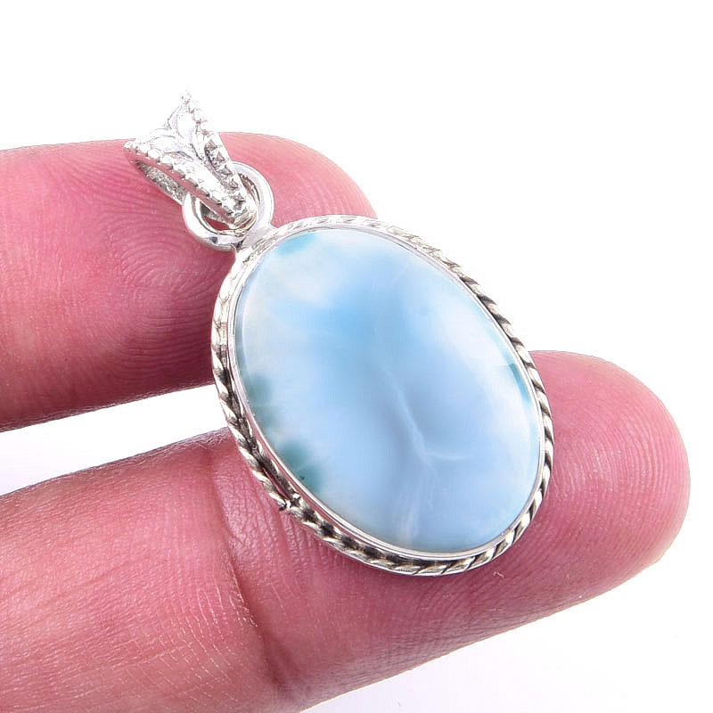 

Natural Republic Larimar Gemstone 925 Solid Sterling Silver Pendant 1.25 l9o48
