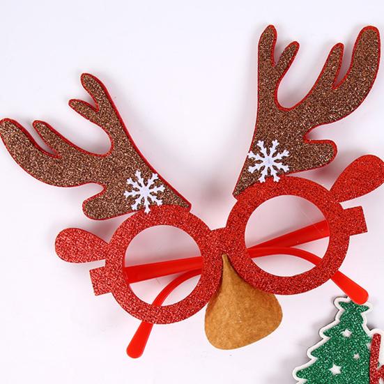 Holiday Party Supplies for Photos Christmas Glasses Photo Booth Props, Felt Reindeer Santa Snowman Eyeglasses Festive Costume Holidays Party,