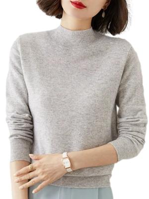 BN1 Select Knit Sweater Machine No Ironing Long High Size BN299 GRY Perfect for and Spring Women's (Cashmere Touch, Washable, Required), Sleeve, Neck,