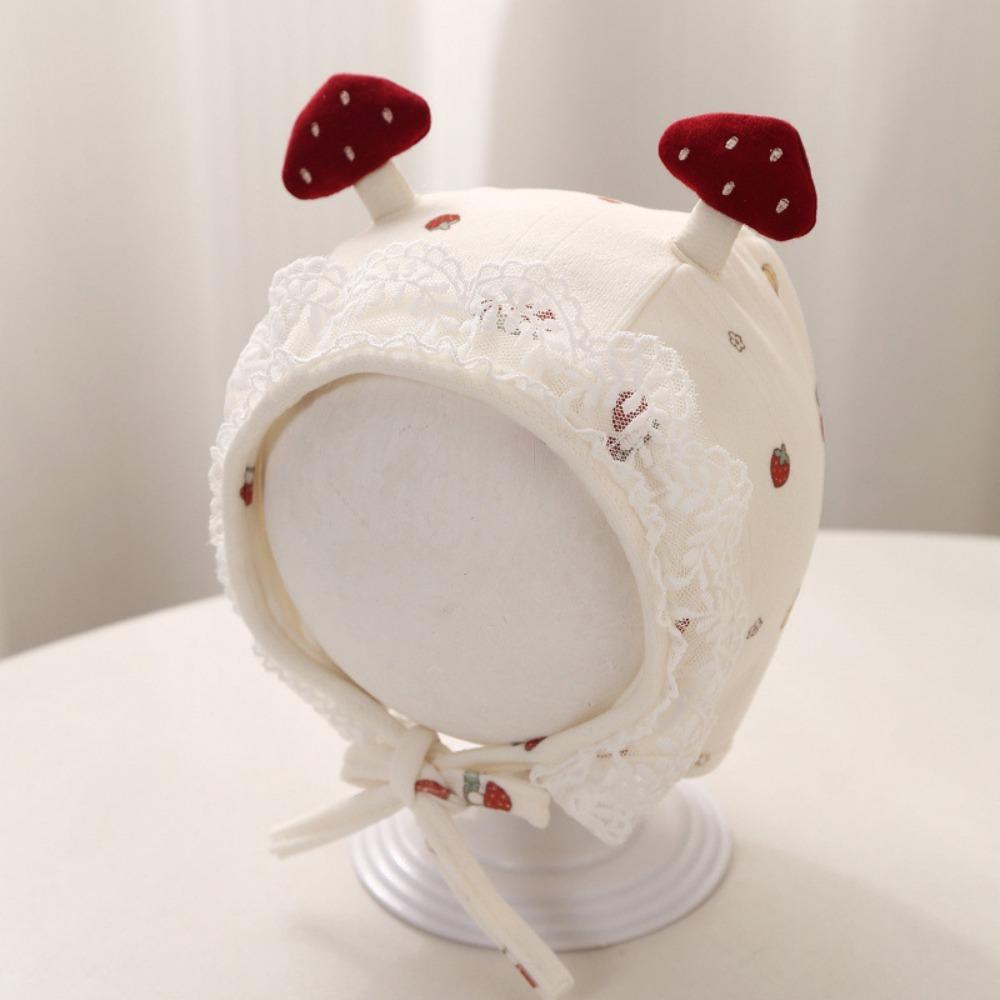 Windproof Newborn Baby Hat Lace Trim Mushroom Lace Hat Baby Earflap Hat  Newborn Photo Shoot Baby