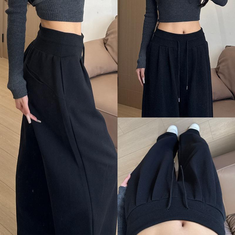Black sweatpants women's new autumn small casual loose lazy style straight wide-leg sweatpants