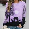 Spring and Autumn Round Neck Cute Cat Pattern 3D Printed Top Fashionable Casual Long Sleeved Women's T-shirts