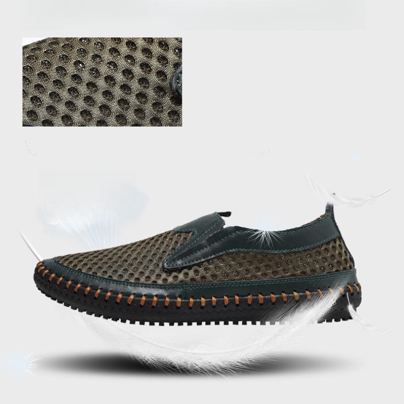 Baskets pour hommes Mocassins à enfiler Maille respirante Chaussures décontractées Fait main Ballerines de conduite pour hommes Été