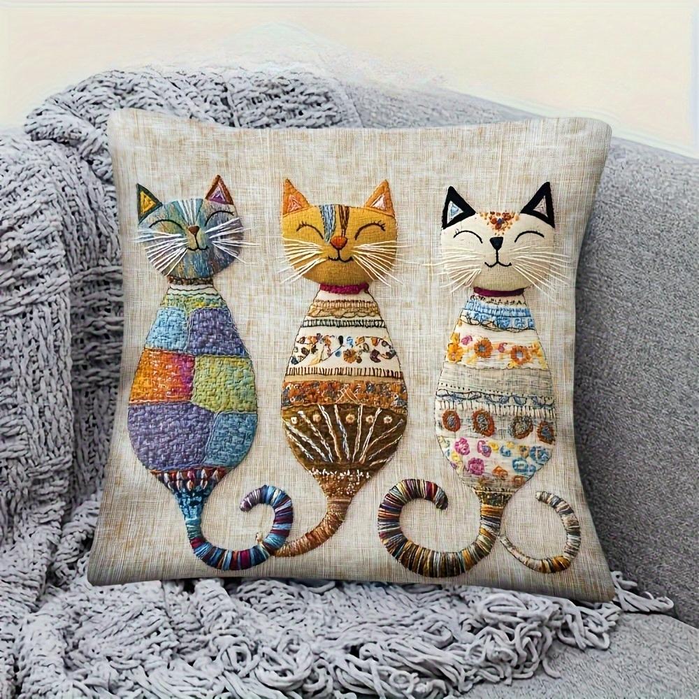 Federa Cuscino Colorata con Stampa di Gatti Stile Cerniera per Casa Soggiorno Camera da Letto