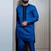S-4XL Men Dashiki Long Clothes Shirt Trouser Set Mens 2 Pieces Outfit Suit Traditional Male Clothes T-shirt Pant Suits for Men
