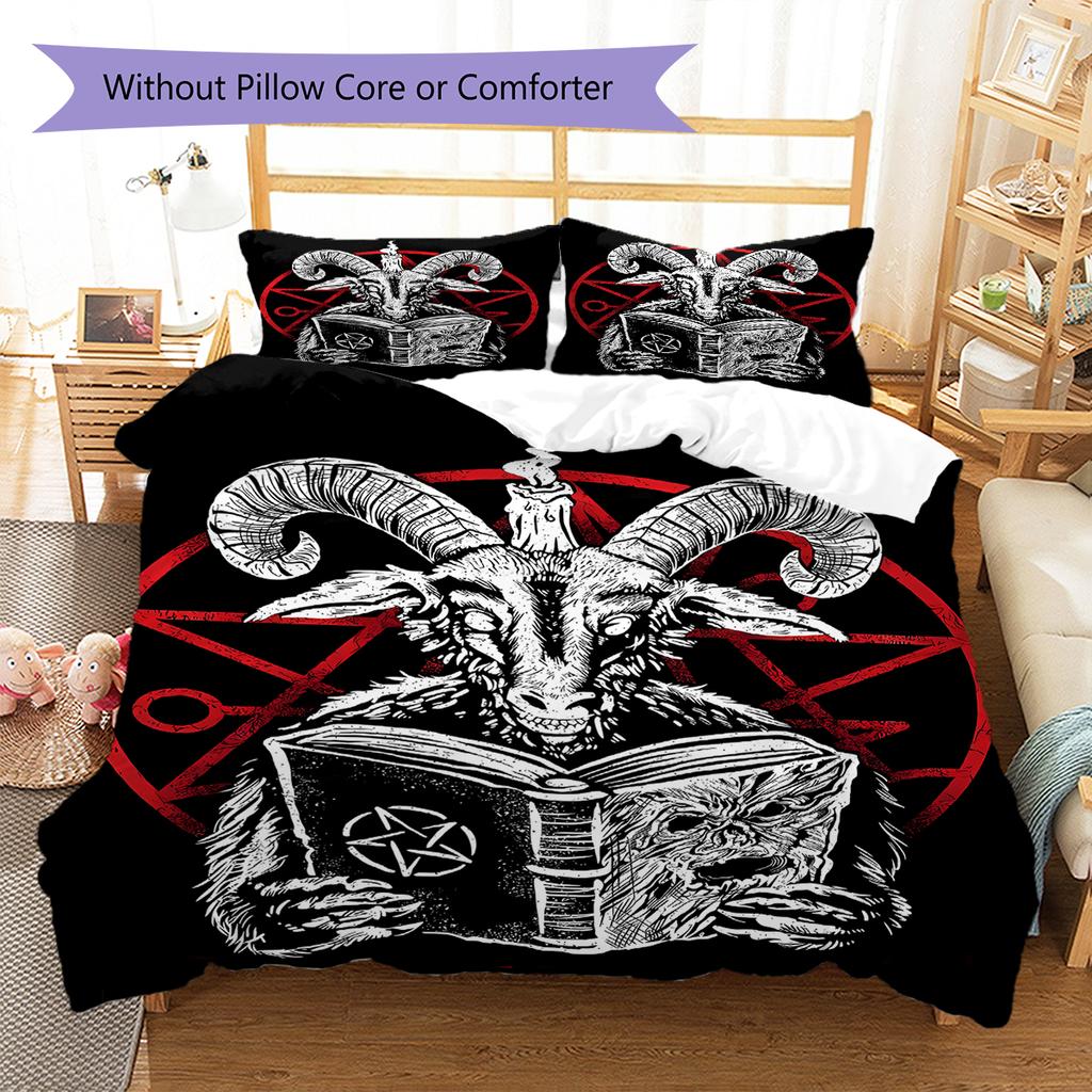 Baphomet Pattern Bedding,Quilt Set Quilt Cover Pillowcase Home Birthday Gift (1 * Duvet Cover + 2 * Pillowcase, Without Core)