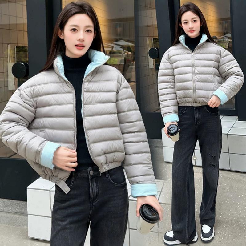 Women's short cotton-padded clothes, autumn and winter new models, contrasting colors, fashionable age-reducing and cold-proof clothes, temper