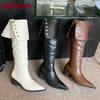 Fashion Party Modern Ladies Knee High Boots With Heels Shoes Female Footwear Fashion Pointed Toe Women Long Boots Pumps Shoes new