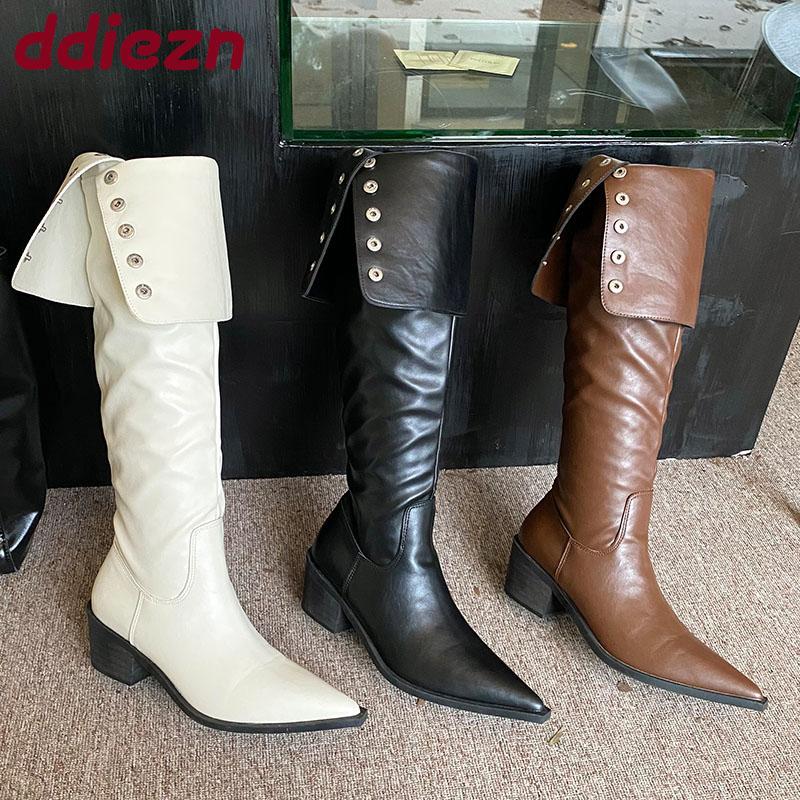 Fashion Party Modern Ladies Knee High Boots With Heels Shoes Female Footwear Fashion Pointed Toe Women Long Boots Pumps Shoes new