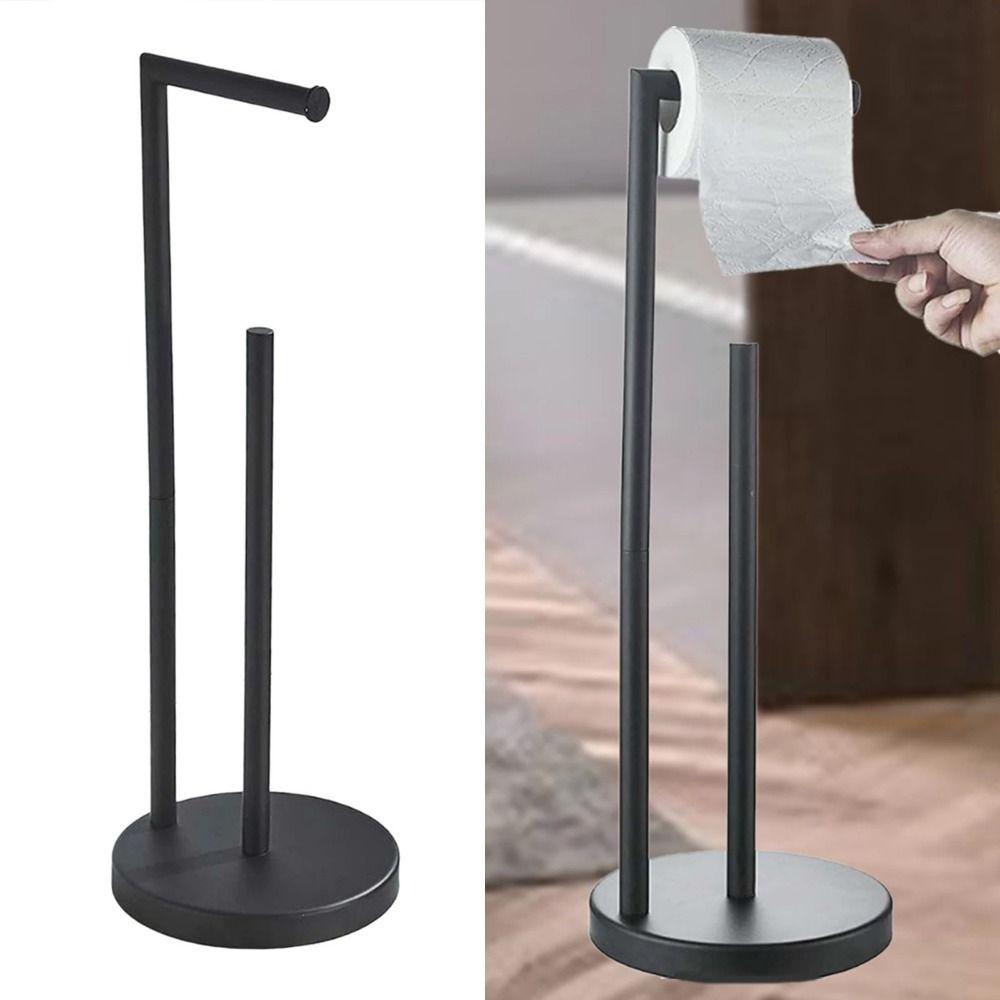Sturdy Base Tissue Roll Holder Free Standing Paper Roll Floor Stand Bedroom