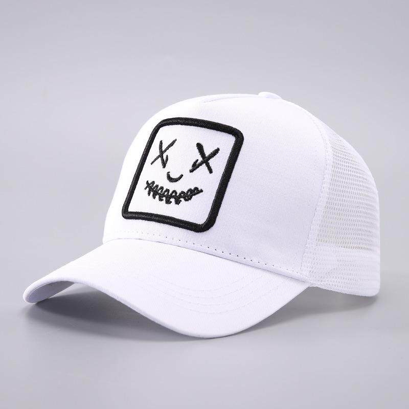 Funny Emoji Baseball Cap Outdoor Breathable Mesh Cap Truck Driver Bent-brimmed Cap