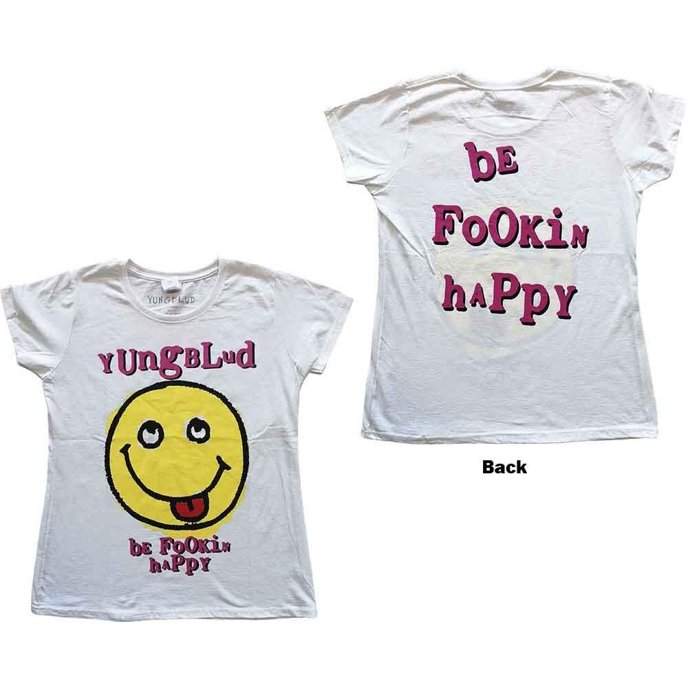 Yungblud T Shirt Raver Smile Logo Official Womens Skinny Fit White XXL L