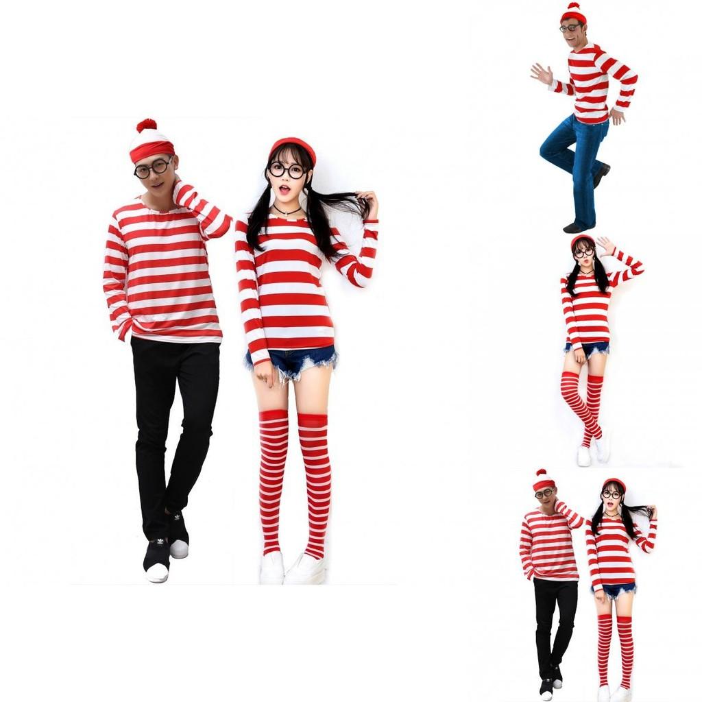 Kostým Where's Wally pro Halloween a Vánoce Unisex Oblečení ze směsi bavlny