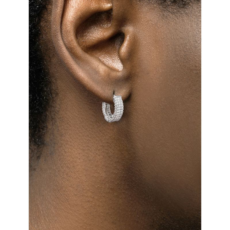 

GRGR Ice Earrings Full Diamond Earrings Male European and American All Match Personality S925 Sterling Silver Earrings Female Fancy Small Size Single