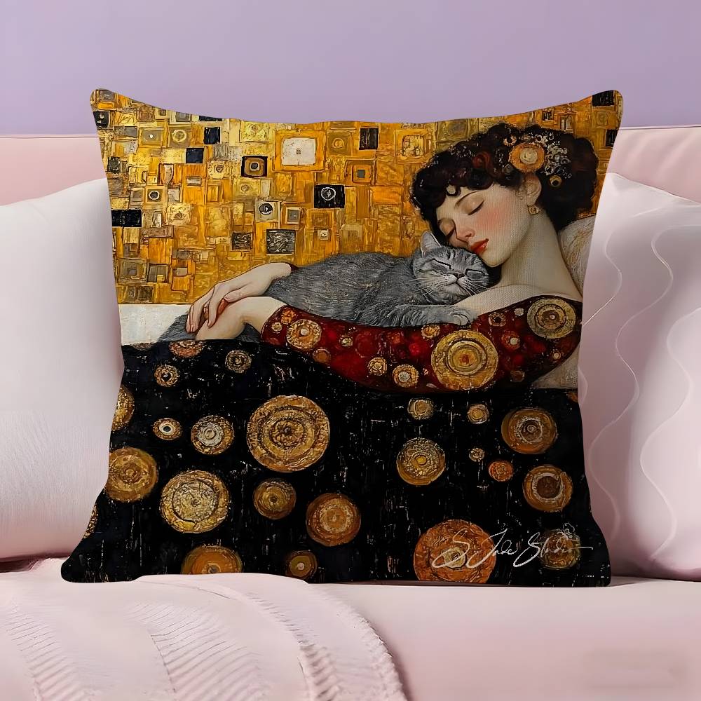 G-Gustav K-Klimt Oil Painting Pillow Case Pillowcase Ultra Soft Skin Friendly Fabric Cloud Like Comfort & Concealed Zipper