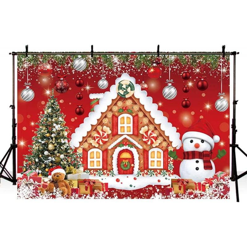 1pc2D Flat, Christmas Gingerbread House Background Banner for Festival, Photo Booth Party Decoration, No Power Required Wsj