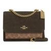 Borsa a Spalla/Crossbody Piccola da Donna in Tela Rivestita Scamosciata Chiara con Pelle Liscia, Verde Militare e Marrone Umber CCC70-IMYEE