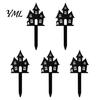 Halloween Gartenstecker 5 Stück Pflanzstecker, Acrylschild für Außenbereich Garten Rasen Hinterhof, Pflanzenornamente Geisterhaus Schwarze Katze Silhouette Kunst