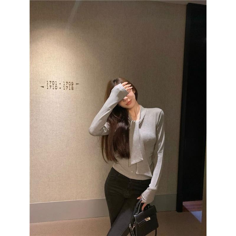 Autumn and Winter T-shirt Bottoming Shirt for Women Slim Fashionable and Versatile Short Top