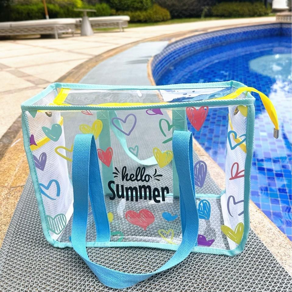 YaQiao Transparent Waterproof Swimsuit Storage Bag - Large Capacity Jelly Beach & Toiletry Handbag Large 36x25x14cm