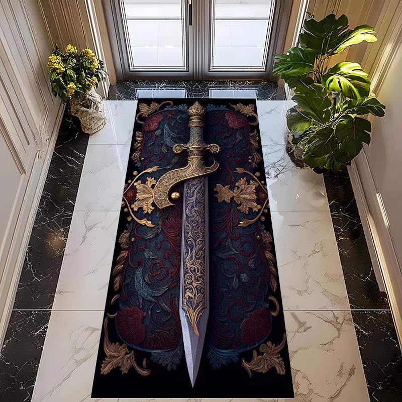

Luxury European Runner Rug European Style Sword Pattern Home Decor Carpet Soft Non-Slip Floor Mat for Living Room Bedroom 40X120CM
